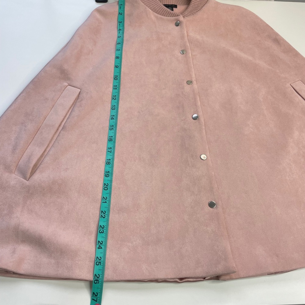 Ann Taylor Pink Faux Suede Snap Front Cape Jacket XS/S 583053 FA21 - Picture 10 of 14